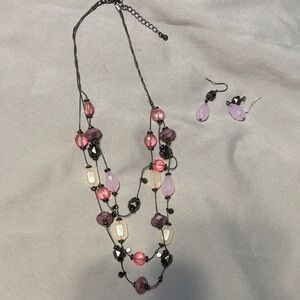 Elegant Multi-Color Beaded Necklace and Earring Set